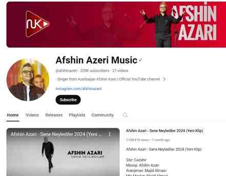 صفحه یوتیوب افشین آذری
